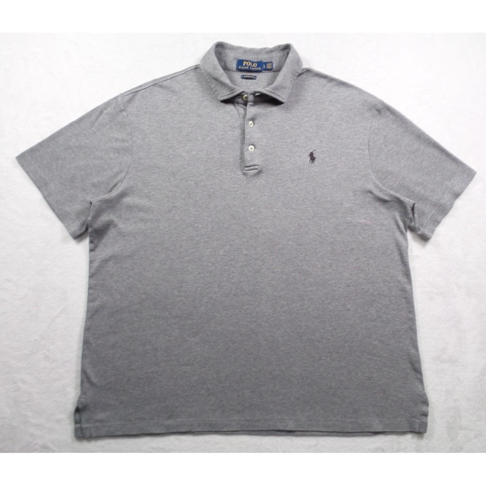 Polo Ralph Lauren Shirt Mens Size Large Gray Short Sleeve Classic Fit Stretch